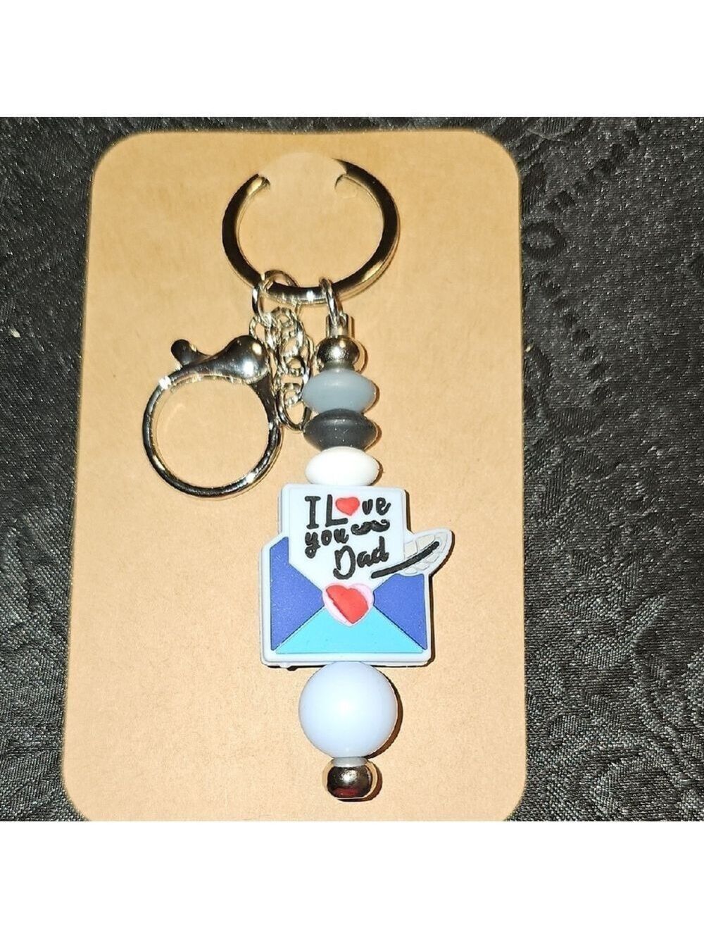 Handbeaded I Love You Dad Keychain